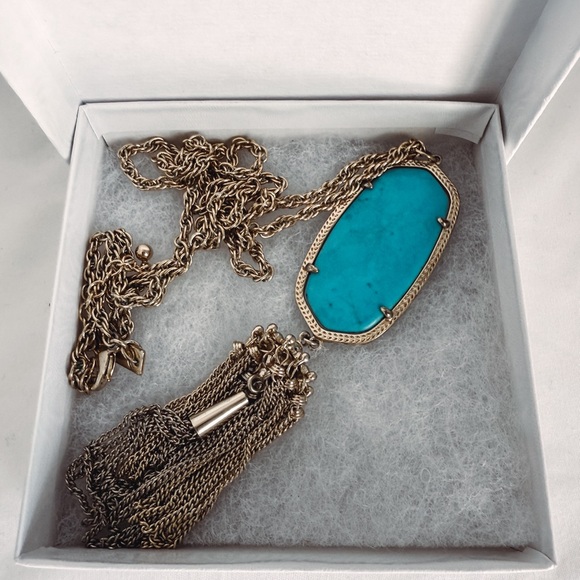 Kendra Scott Turquoise Pendant Necklace with Gold Tassel - Picture 4 of 4